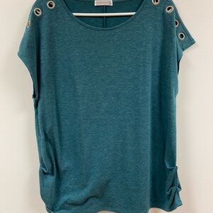 Retrology Teal Grommet Blouse